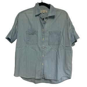 Madewell Women's Cotton Denim Short Sleeve Button Up Shirt Size XS
